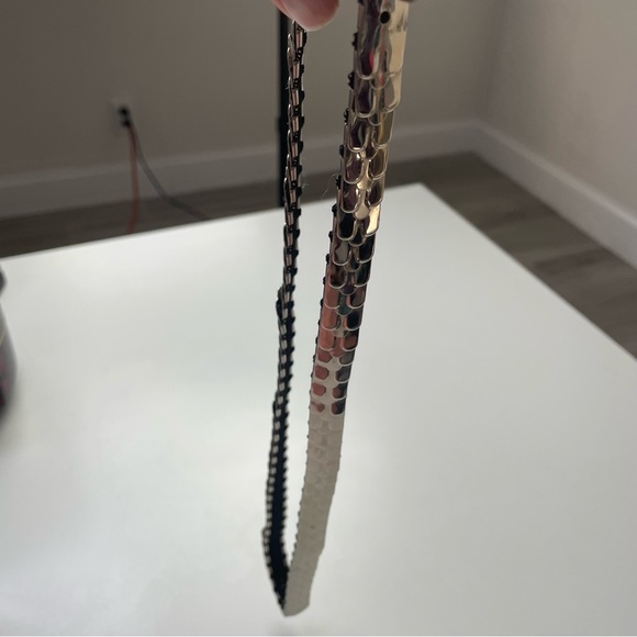 Vintage 80s Silver Toned Stretch Scale Waist Belt - Picture 7 of 12